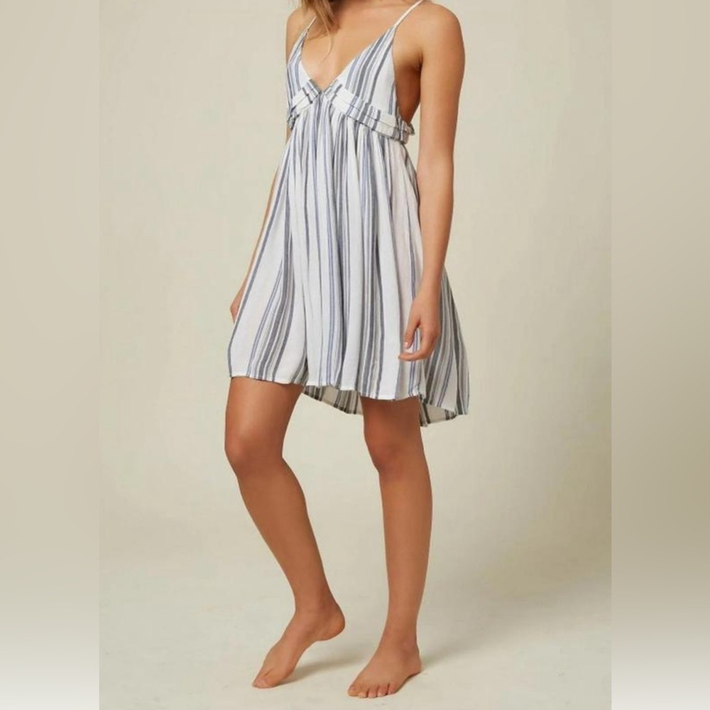 NWOT O’Neill Saltwater Solids White Striped Avery Dress, L